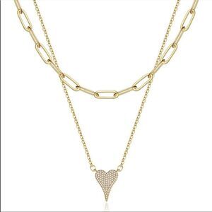 14k Gold Plated Layered Heart Necklace